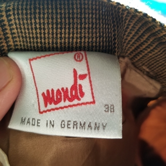 VINTAGE German Wool Pencil Plaid Skirt Size 38 Houndstooth Tweed Prep - Picture 5 of 10